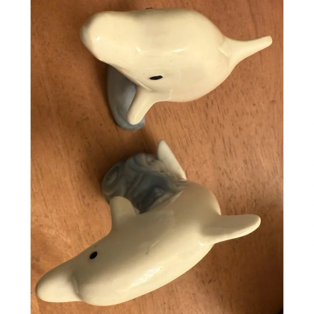 Set Of 2 Vintage Porcelain‎ Dolphin Figurine Sea Ocean Nautical